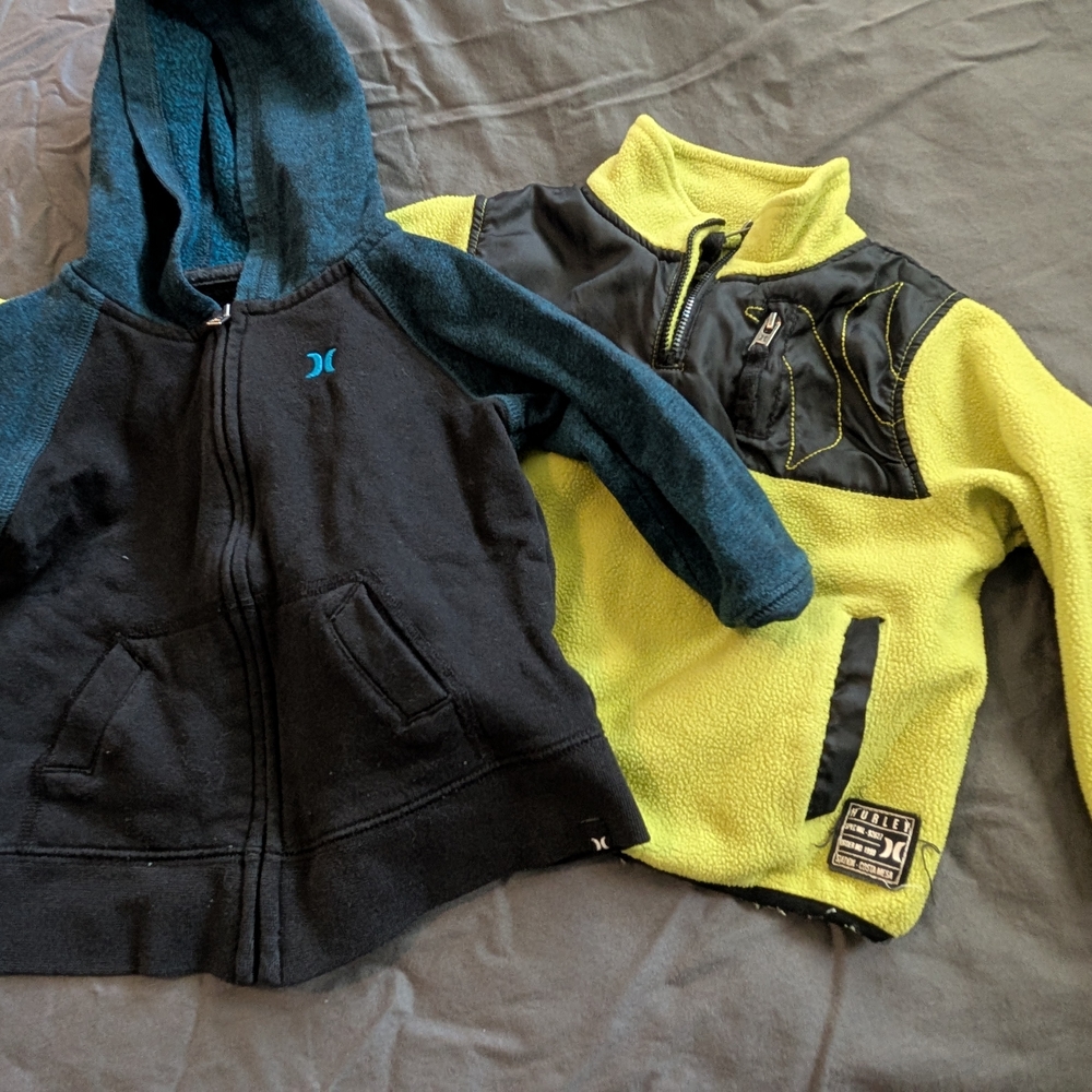 Hurley Kids' Black and Green Hooded Jacket Set